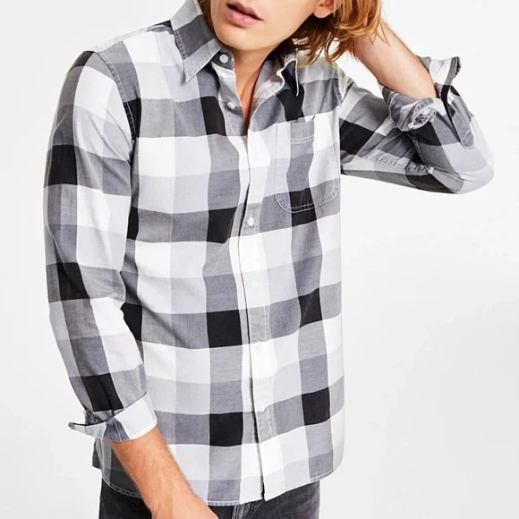 Sun + Stone • Men's Burke Regular-Fit Plaid Button-Down Shirt - Size XXL - Picture 15 of 16